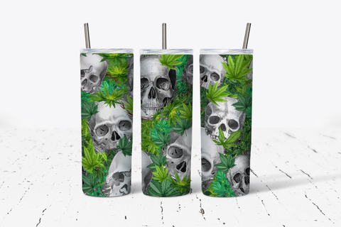 Cannibis Green Skull tumbler